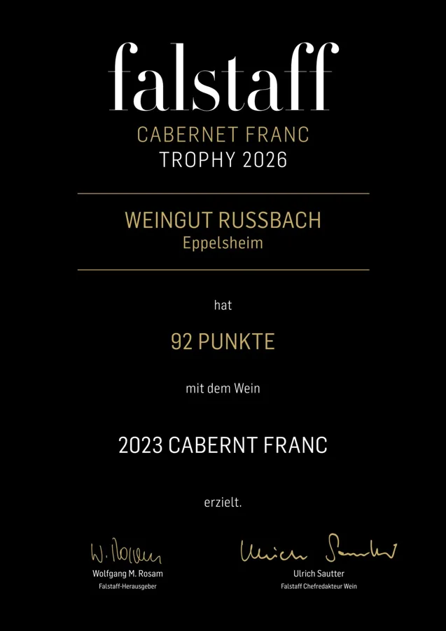 Urkunde falstaff Cabernet Franc Trophy 2026
