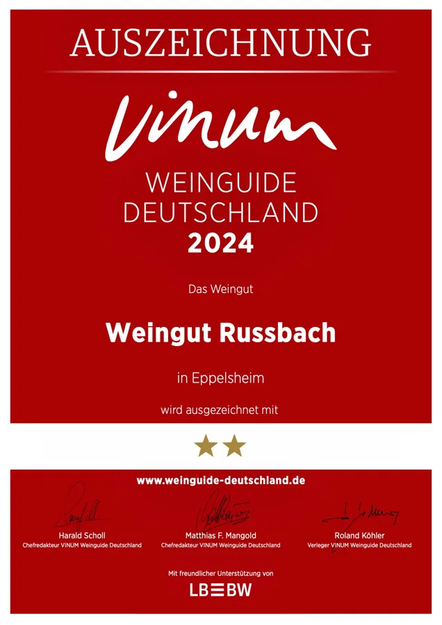 Urkunde VINUM Weinguide 2024