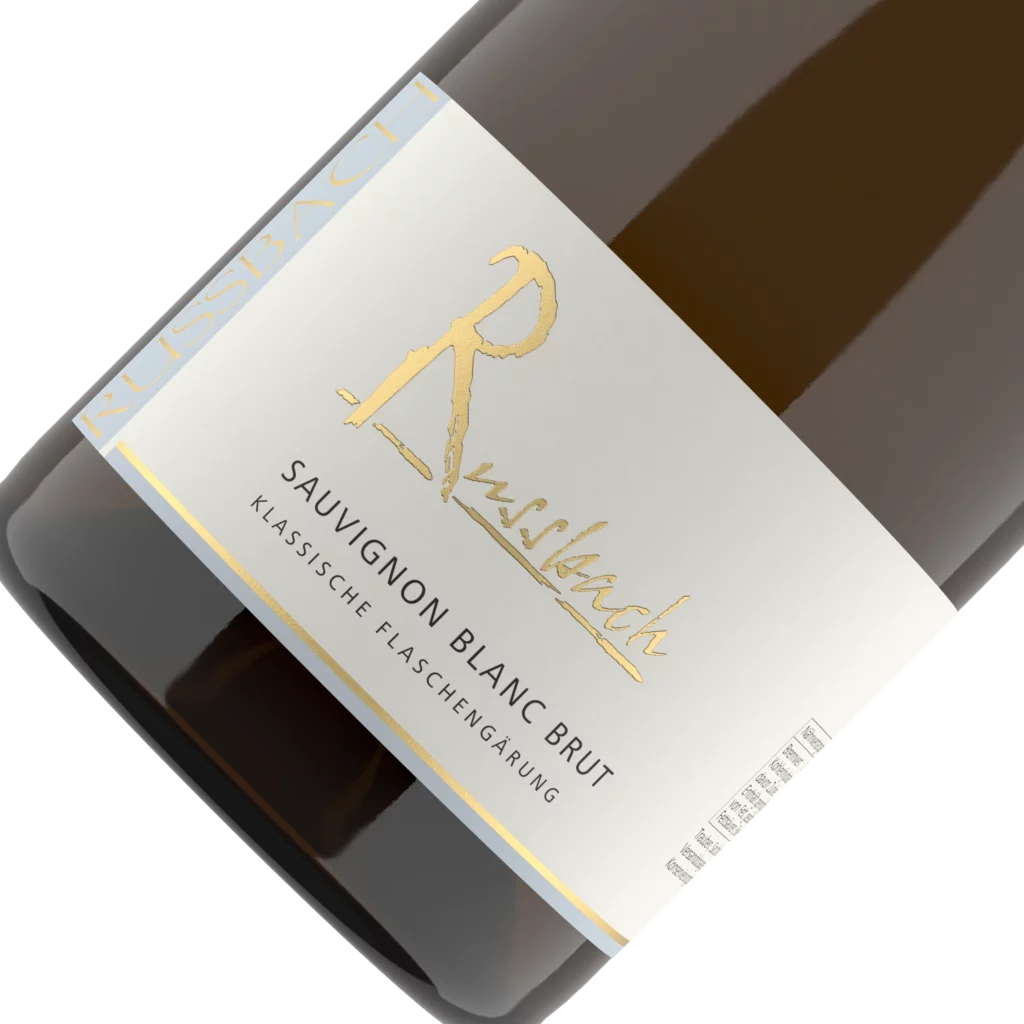 Sauvignon Blanc Brut – Klassische Flaschengärung, Etikett im Detail